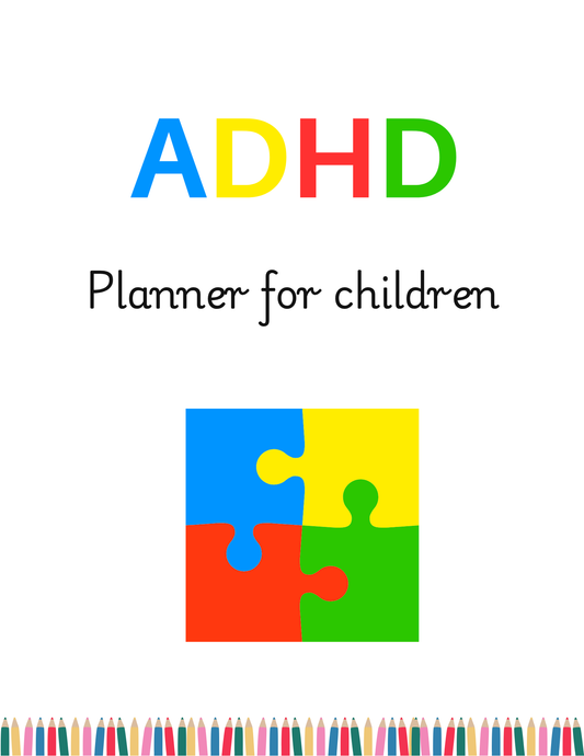 ADHD children's planner, Bright ADHD Digital Planner for kids (65 pages)- Daily Routine, Mood Tracker, Chore Charts plus more.