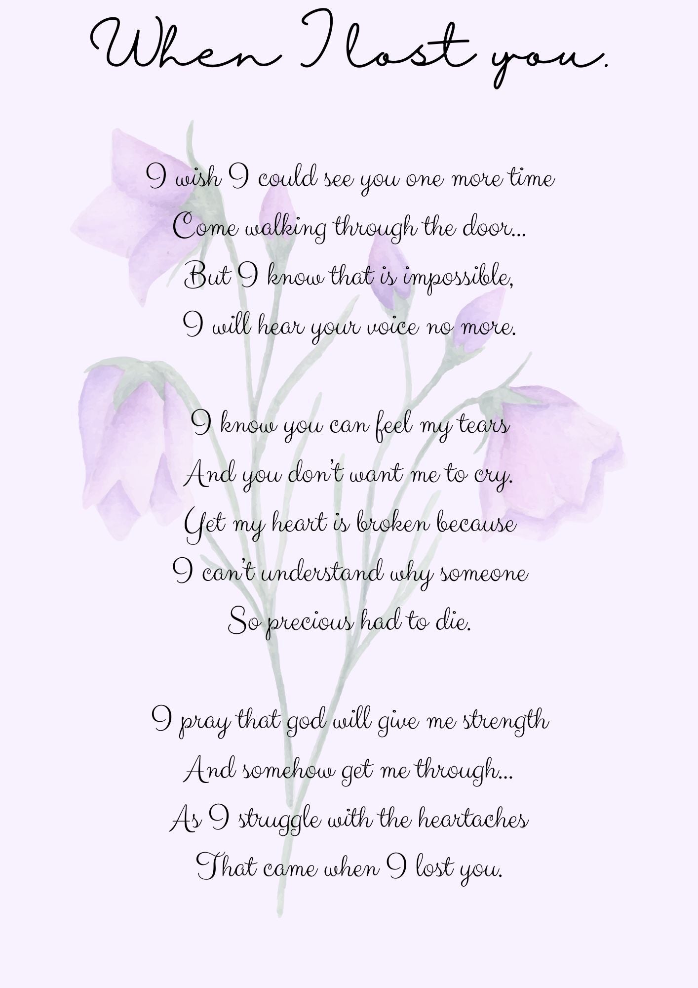 When I lost you, memories of a loved one, poems, in loving memory,