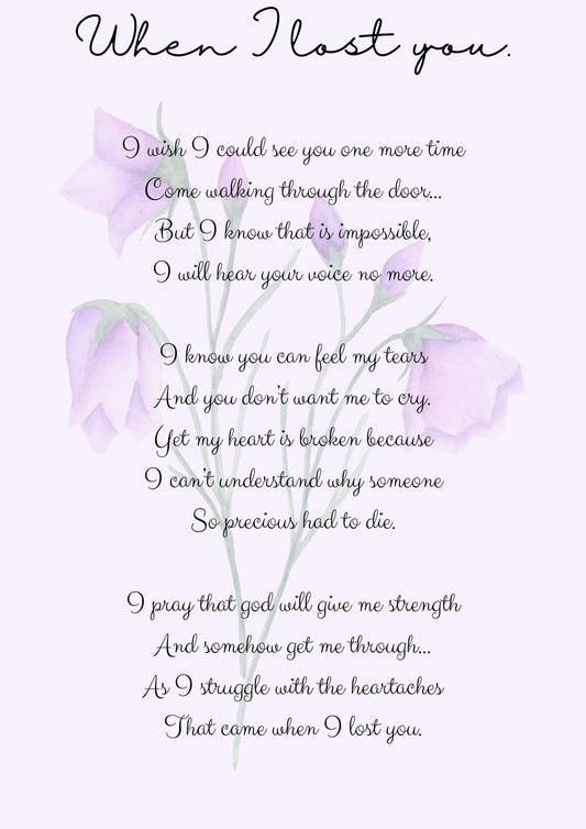 When I lost you, memories of a loved one, poems, in loving memory,